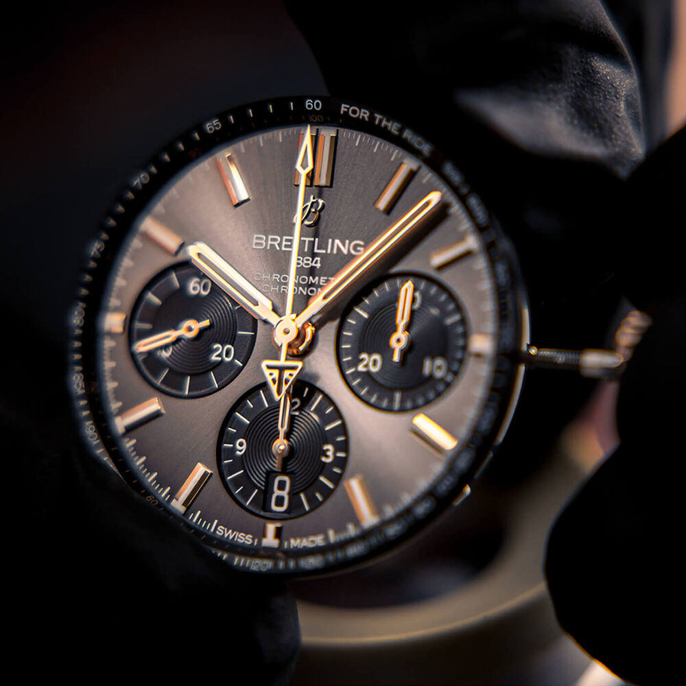 Breitling Chronomat B01 Triumph 42mm Anthracite Dial Brown Leather Strap Watch image number 4