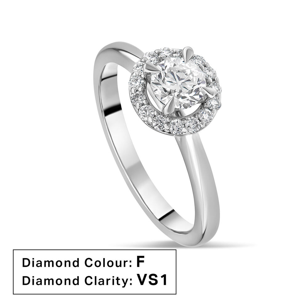 Platinum 0.50ct Round Diamond Halo Ring