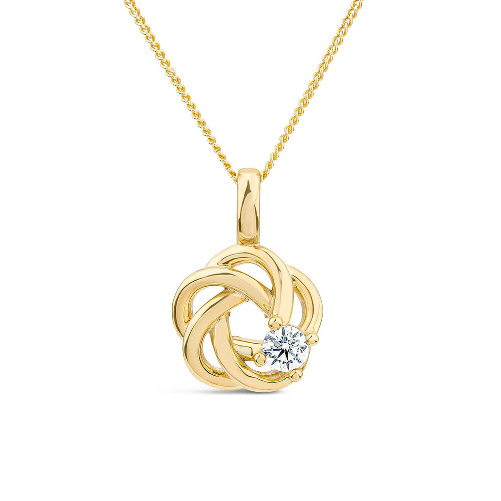9ct Yellow Gold Cubic Zirconia Set Open Knot Pendant