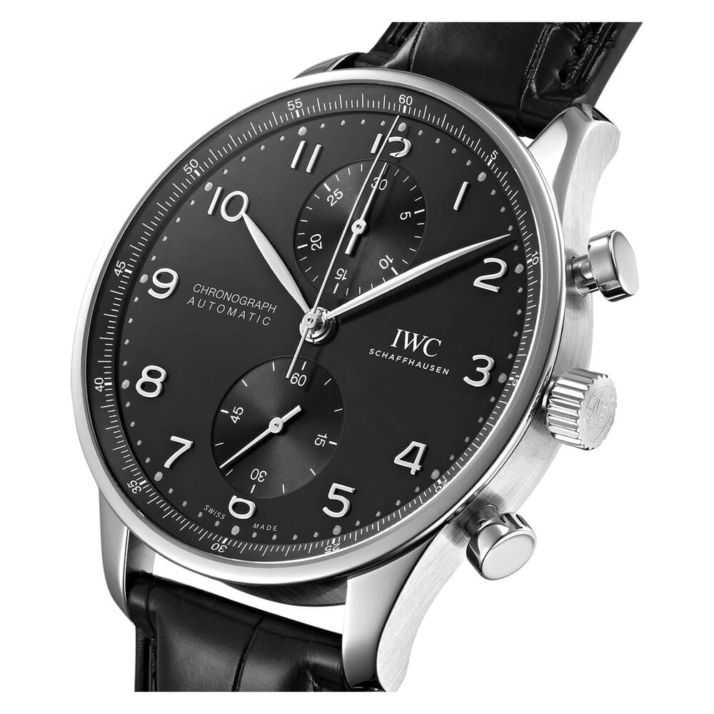 IWC Schaffhausen Portugieser Chronograph Black Dial Strap Watch image number 1