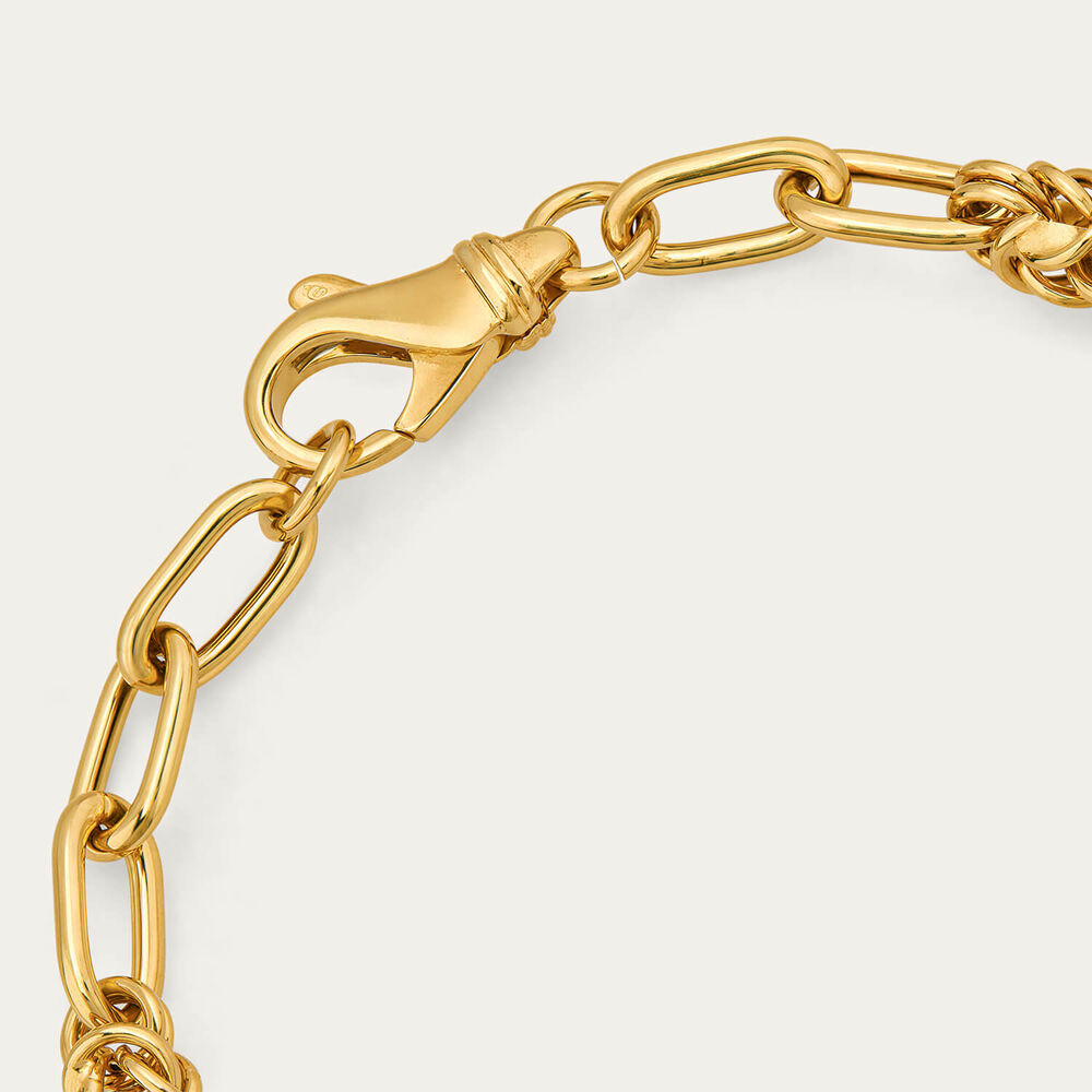 Yellow Gold Plated Sterling Silver Twist & Open Link Bracelet