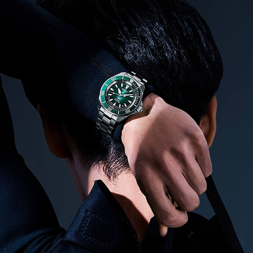 Seiko Prospex PADI 60th Anniversary 4R Compact Underwater Green 41mm Dial Steel Bracelet Watch image number 4