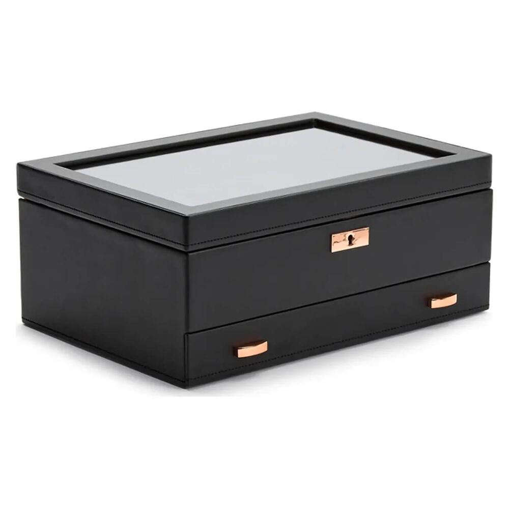 WOLF Axis 10 Pc Copper Plated Finish Vegan Leather Watch Box With Drawer