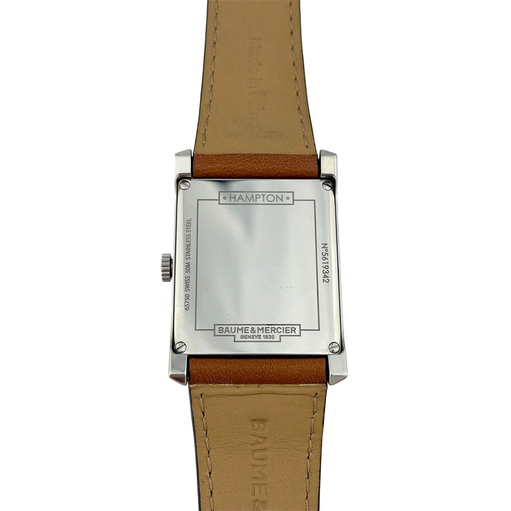 Pre-Owned Baume & Mercier Hampton 42.6x29.2mm White Dial Brown Leather Strap Watch image number 2