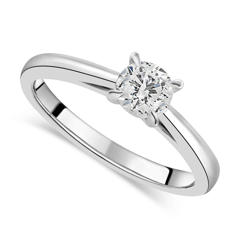 Platinum 0.52ct Round Diamond Four Claw Solitaire Ring image number 0