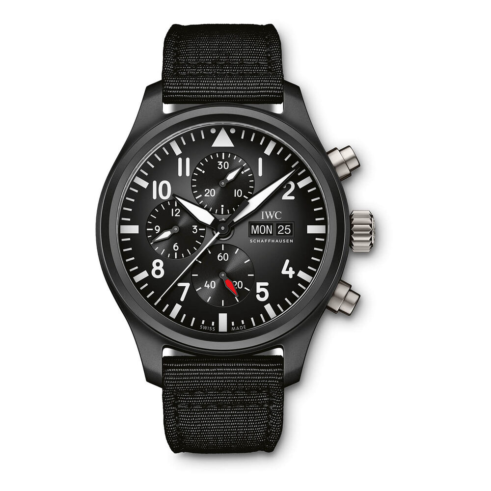 IWC Schaffhausen Pilot's Watch Chronograph Top Gun Black Dial Strap Watch image number 0