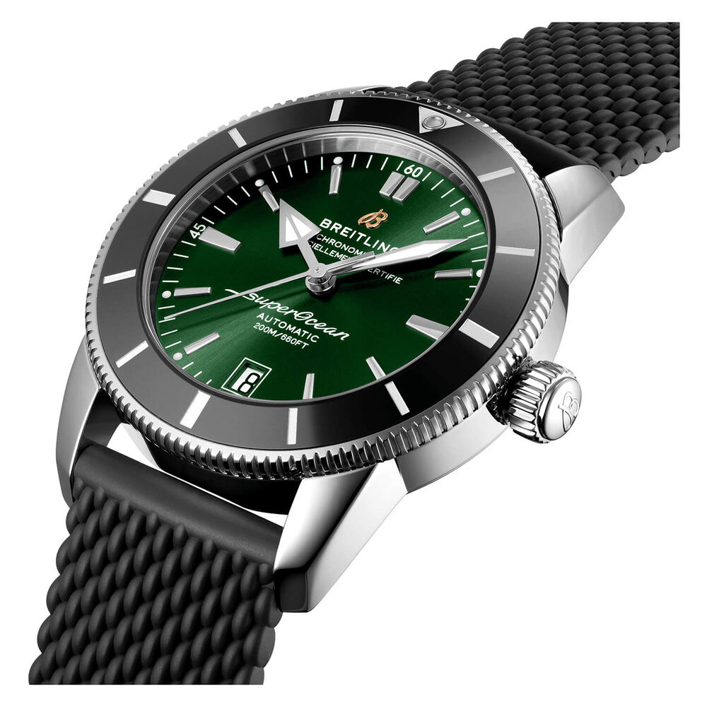 Breitling Superocean Heritage 42mm Green Dial Rubber Strap Watch