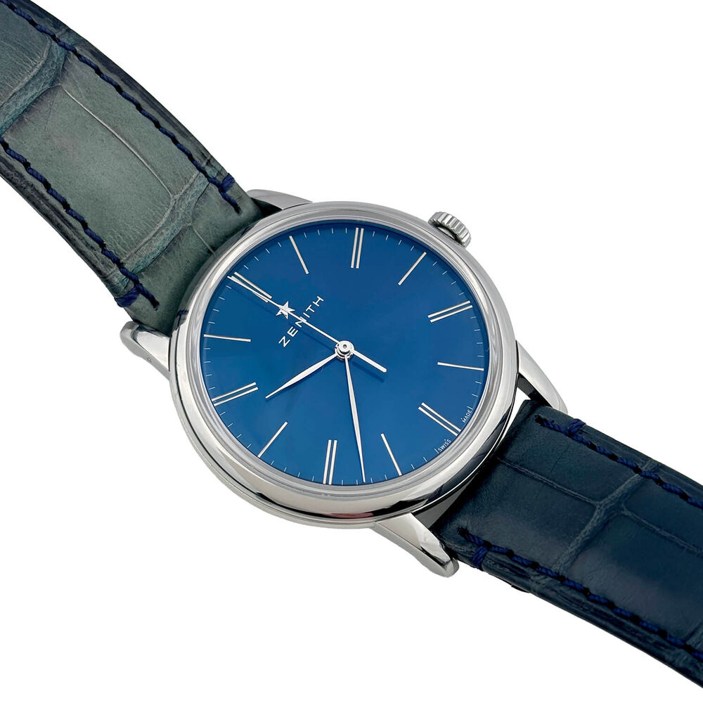 Pre-Owned Zenith Elite Classic 39mm Blue Dial Leather Strap Watch