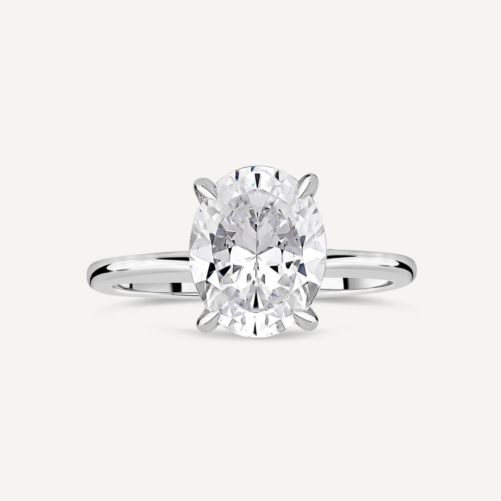 Born Platinum 2.11ct Lab Grown Oval Peg Head Mount Diamond Ring image number 1