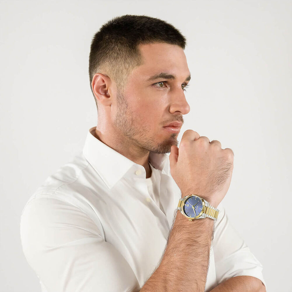 BOSS Cheswick 40mm Blue Dial Two Tone Stainless Steel Bracelet Watch image number 4