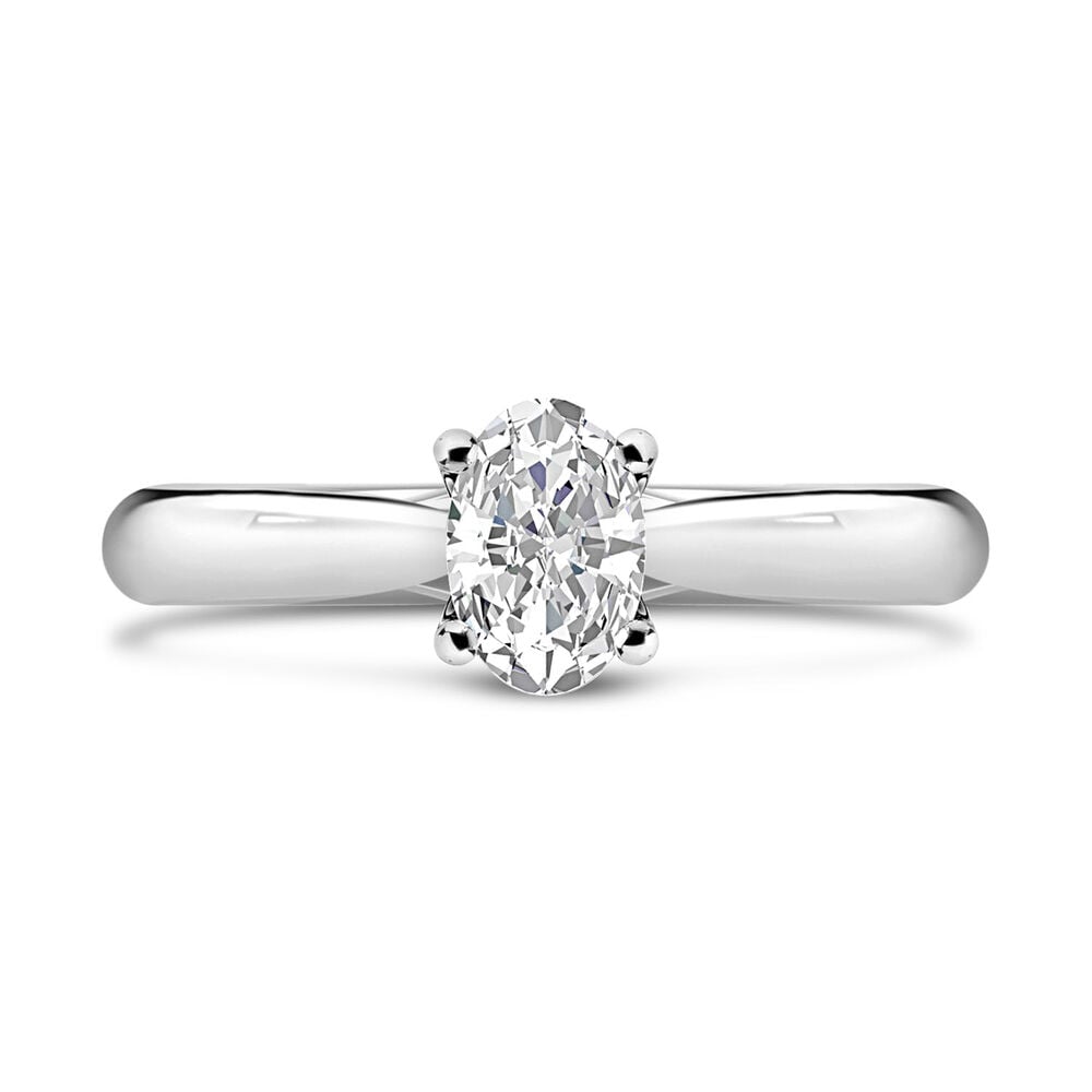 18ct White Gold 0.70ct Oval Diamond Orchid Setting Ring image number 1