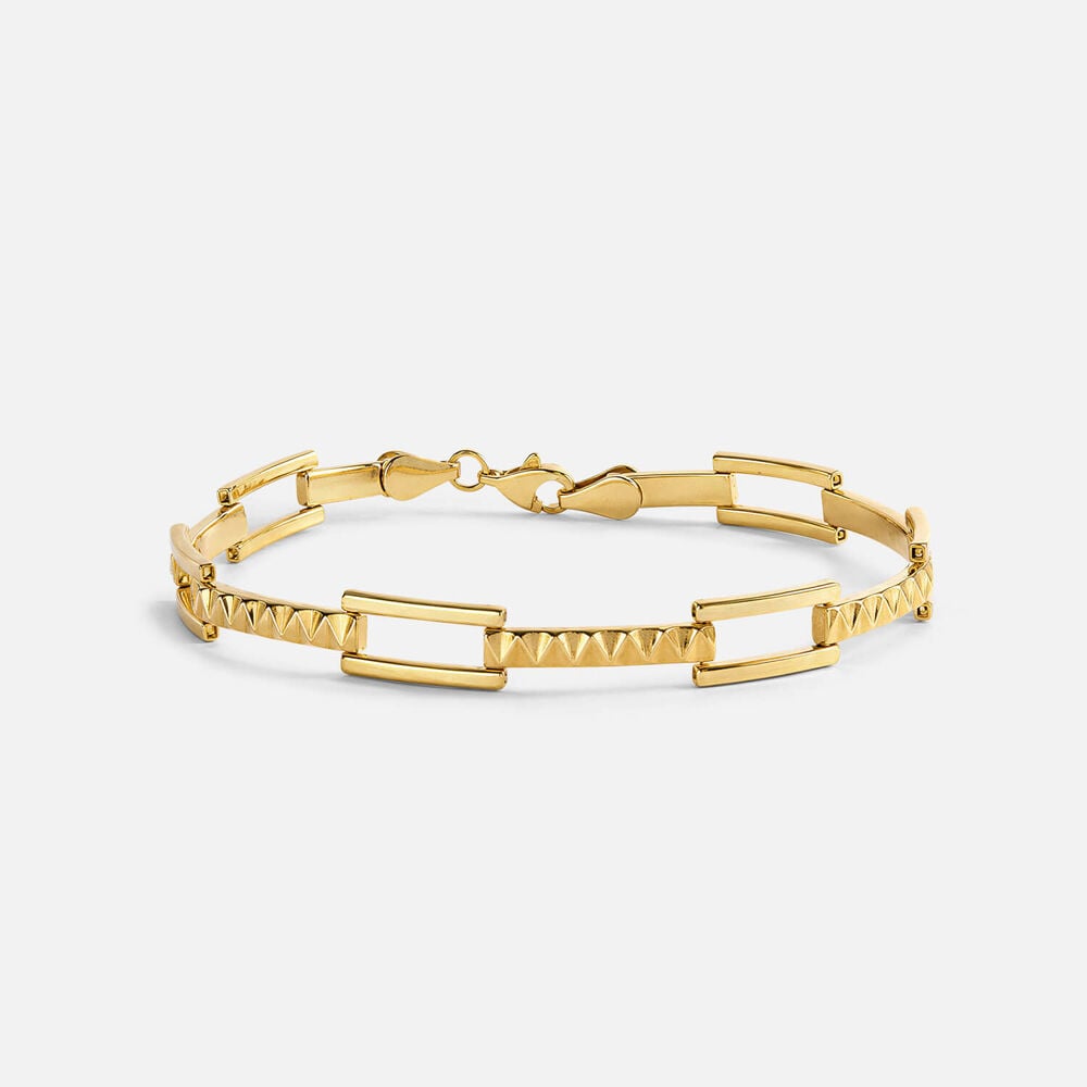 Yellow Gold Plated Vermeil Sterling Silver Patterned Bar Bracelet