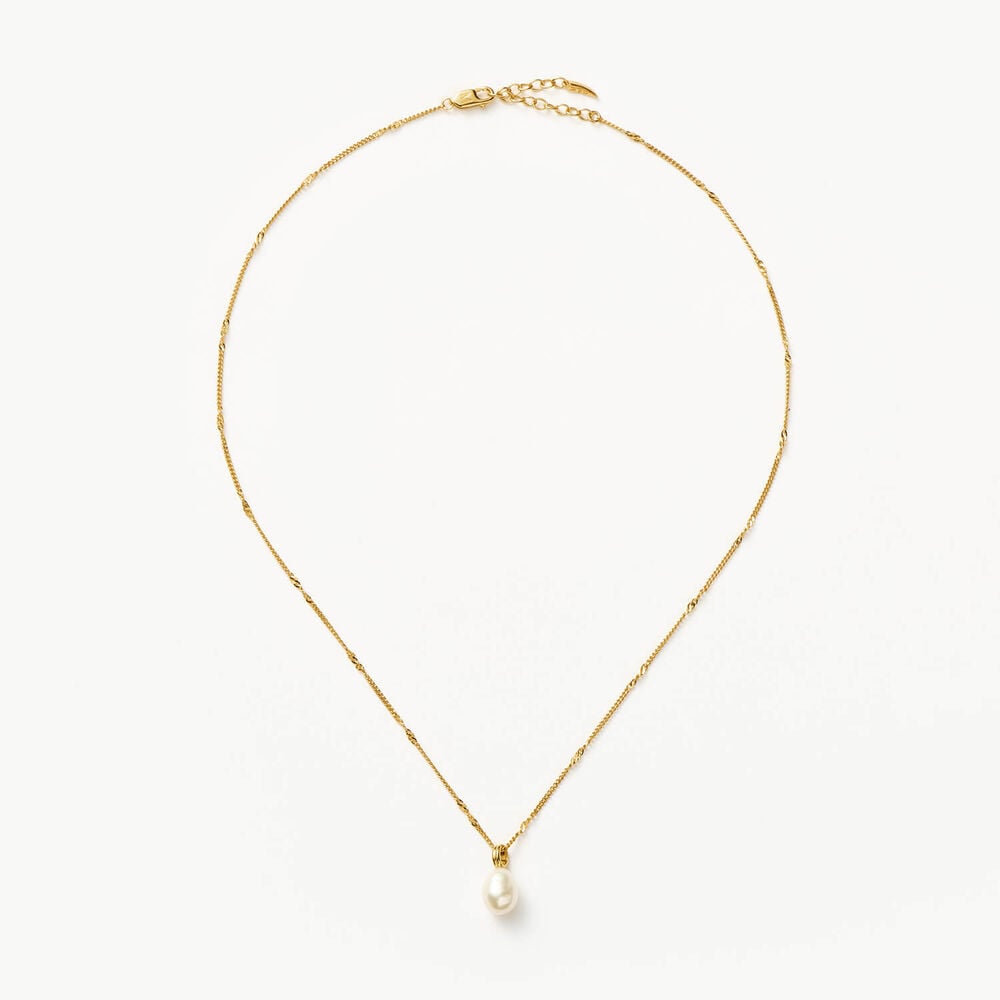 Missoma 18ct Gold Vermeil Sterling Silver Baroque Pearl Twisted Chain Necklace