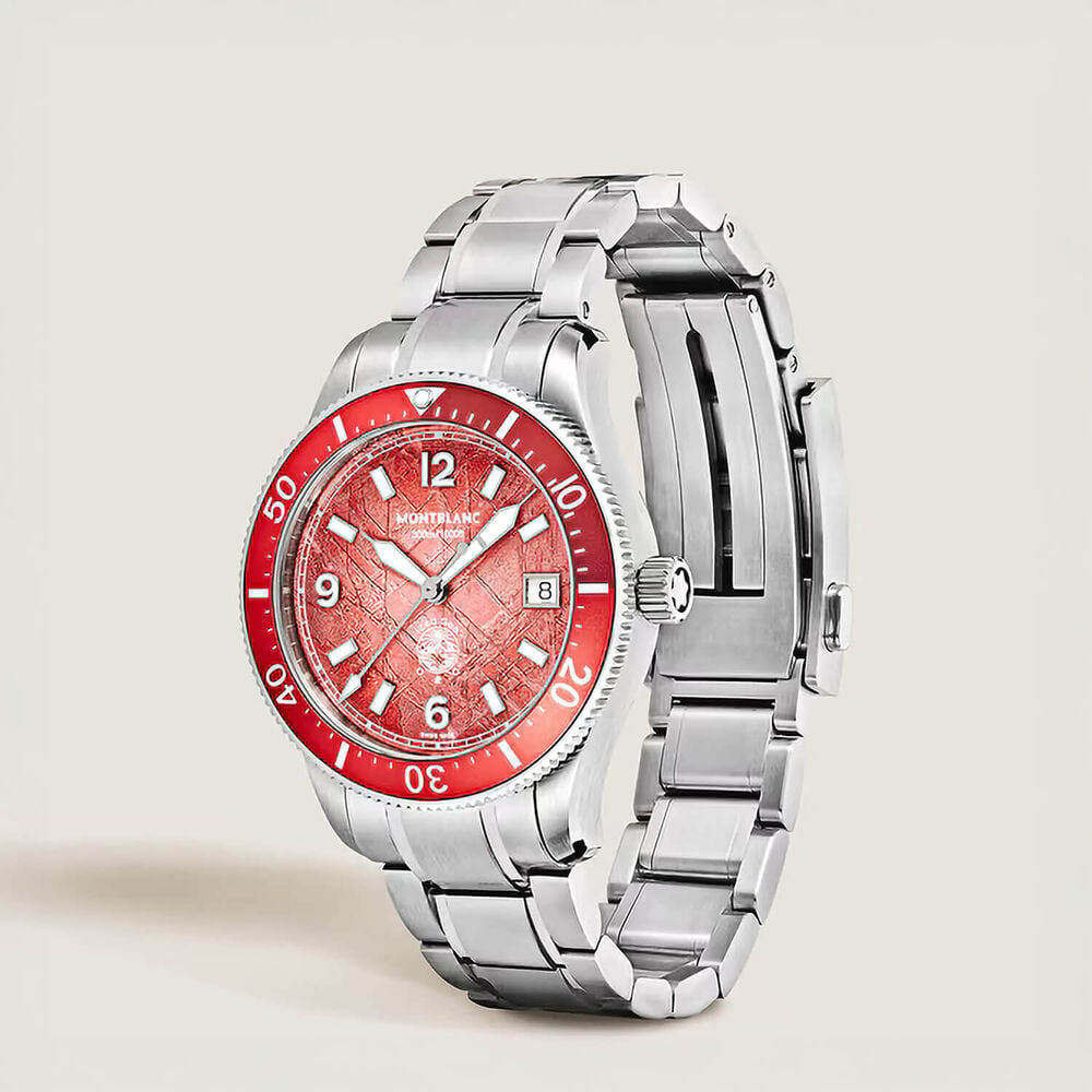 Montblanc Iced Sea 38mm Red Dial Stainless Steel Bracelet Watch