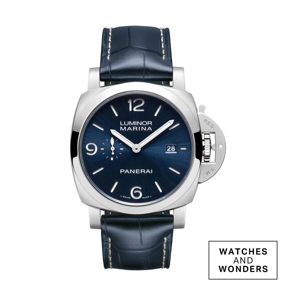 Panerai Luminor Marina 44mm Blue Dial Leather Strap Watch image number 0