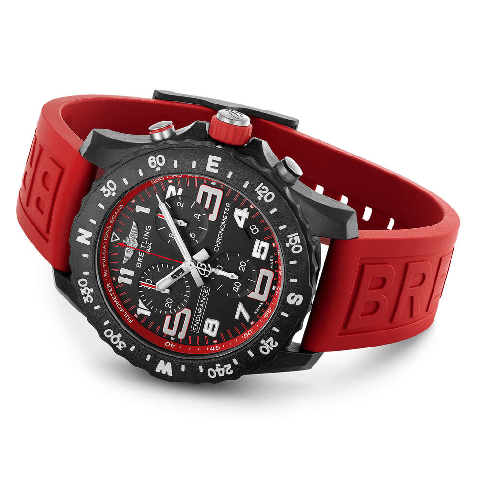 Breitling Endurance Pro 44mm Chronograph Red Detail Rubber Strap Watch