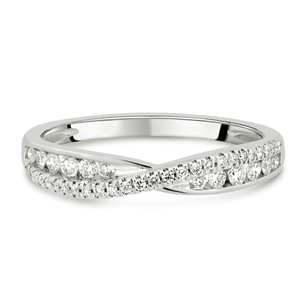 9ct White Gold 0.25ct Diamond Crossover Wedding Ring
