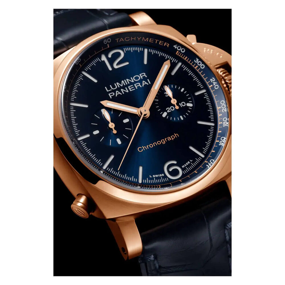 Panerai Luminor 44mm Chrono Goldtech™ Blu Notte Blue Dial Strap Watch image number 5