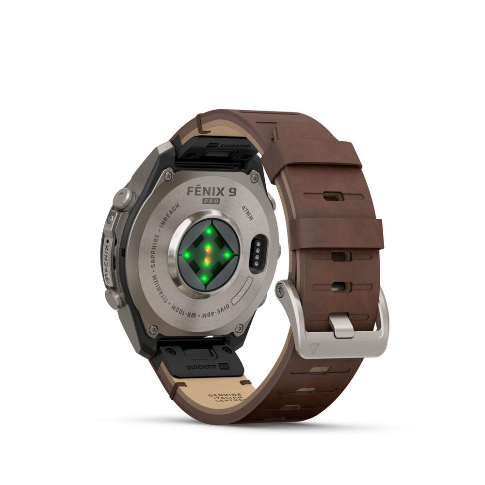Garmin fenix 9 Pro 47mm Titanium Walnut Leather Strap Watch