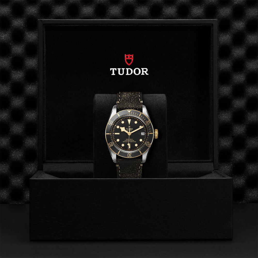 TUDOR Black Bay S&G Steel and Gold Black Leather Men's Watch image number 4