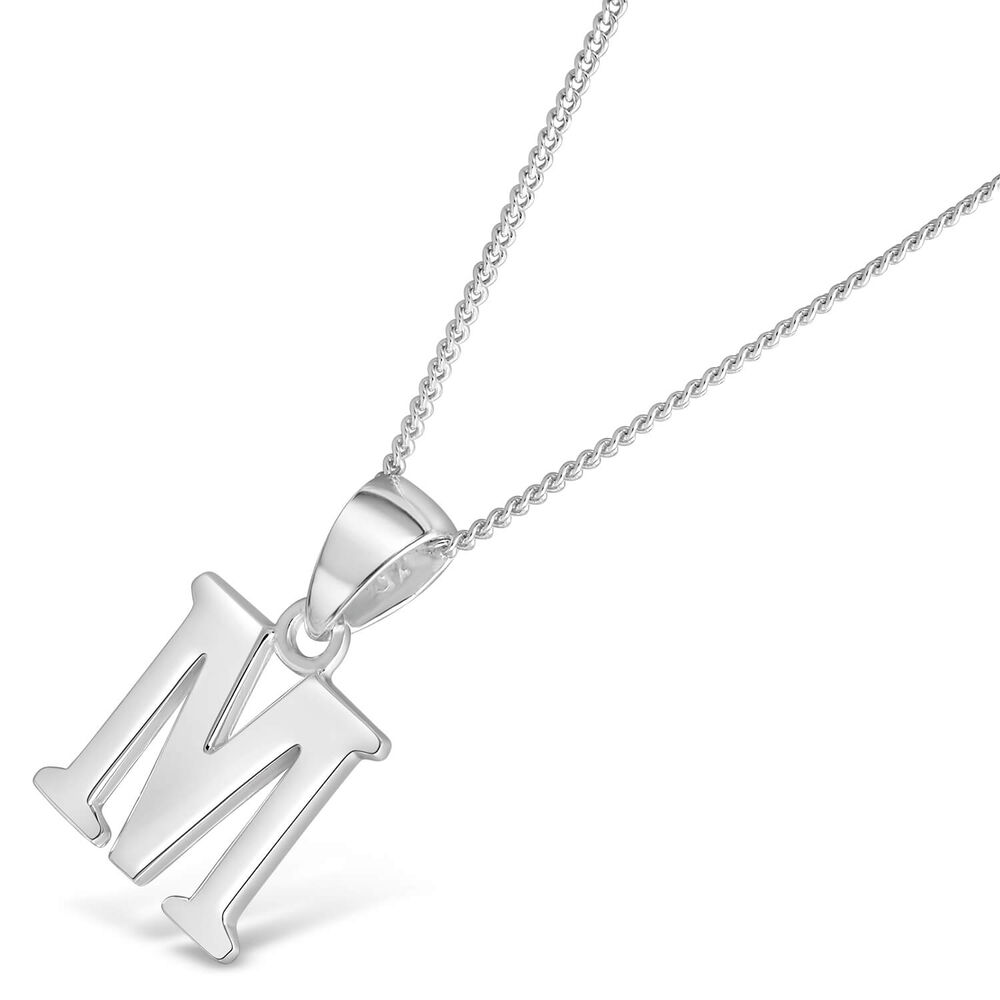 Sterling Silver Block Initial M Pendant