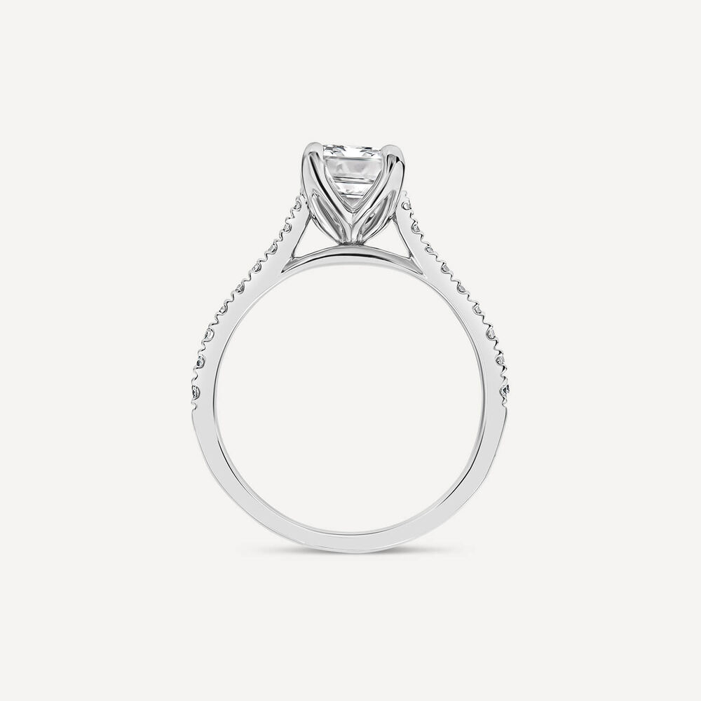Born Platinum 1.90ct Lab Grown Emerald Cut & Diamond Sides Ring image number 3
