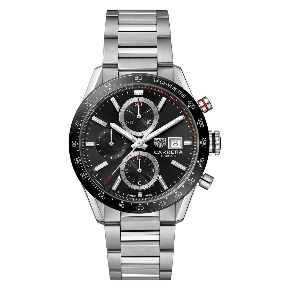 TAG Heuer Carrera Black Chronograph Stainless Steel 41mm Mens Watch