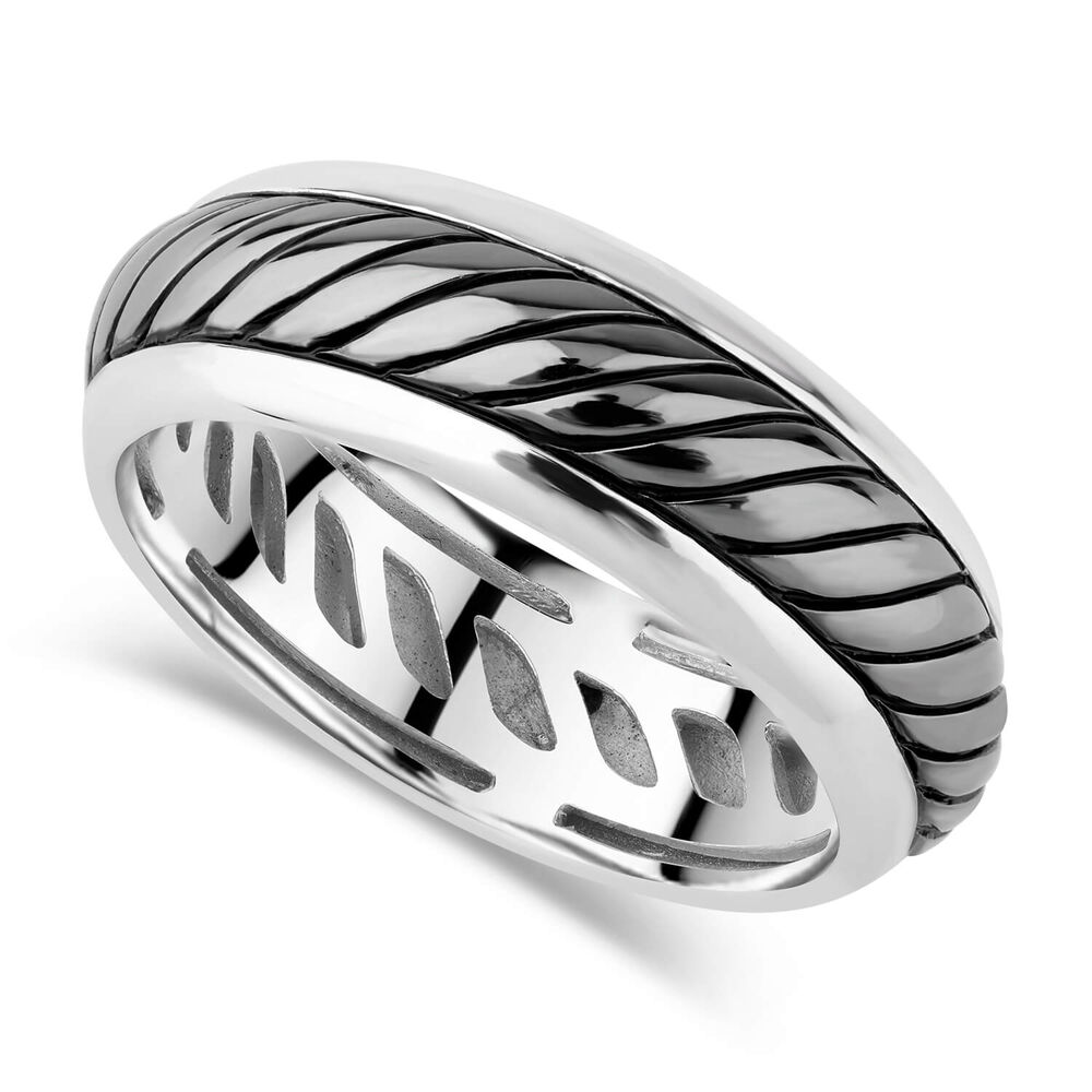 Gents Sterling Silver Oxidised Twist Band