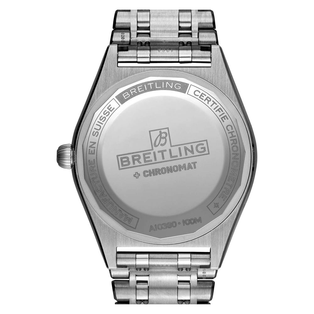 Breitling Chronomat 36mm White Rose Gold Diamond Steel Case Watch image number 3