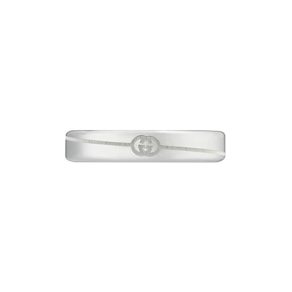 Gucci Interlocking Sterling Silver 4mm Band Ring (UK Size M - N) image number 1