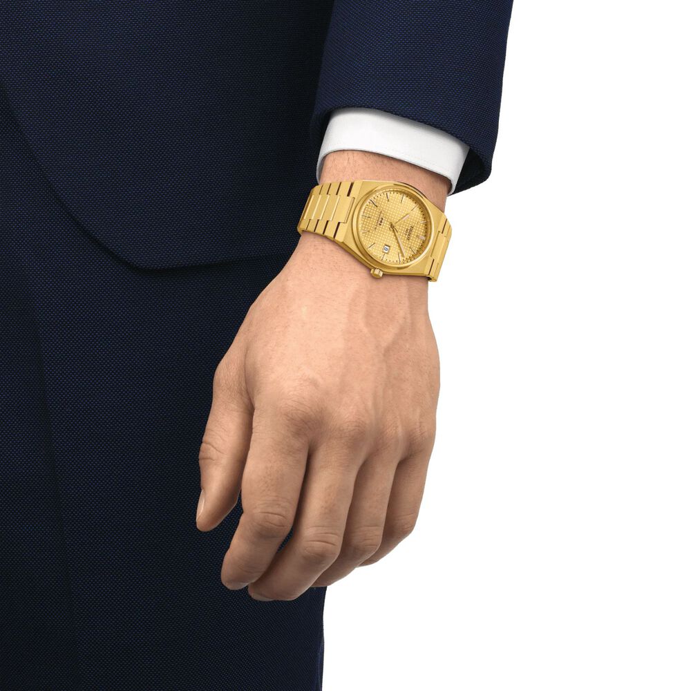 Tissot PRX Automatic 40mm Champagne Dial Yellow Gold PVD Case Bracelet Watch image number 3