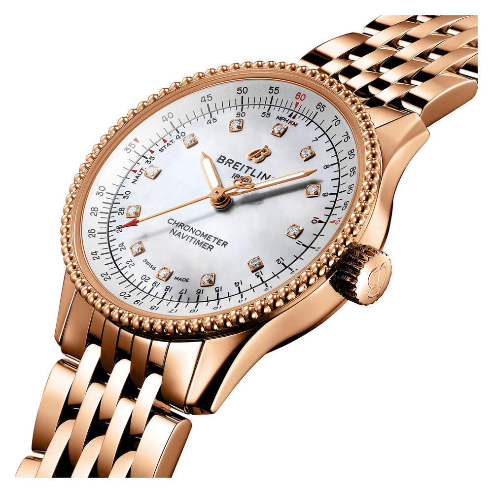 Breitling Navitimer 35mm 18ct Rose Gold Diamond-set  Case Watch