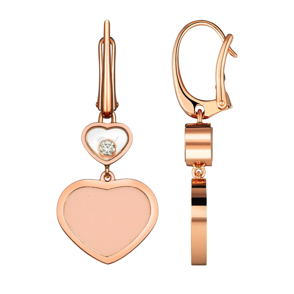 Chopard 18ct Rose Gold Pink Happy Hearts Diamond Earrings image number 1
