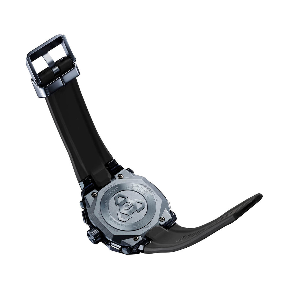 G-SHOCK MT-G 56.6mm Black Dial Blue Ion Plated Bezel Resin Strap Watch image number 4