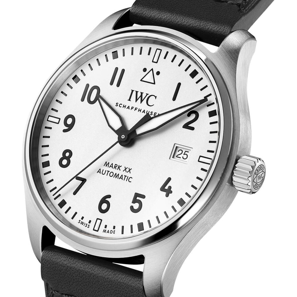IWC Schaffhausen Pilot's Mark XX 40mm White Dial Black Leather Strap Watch image number 1