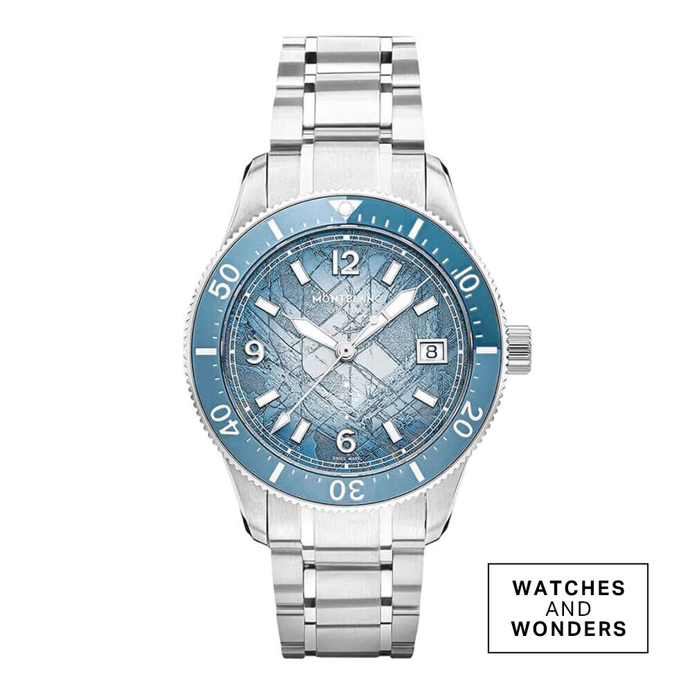 Montblanc Iced Sea Automatic Date 0 Oxygen 41mm Blue Dial Steel Bracelet Watch image number 0