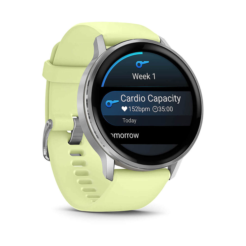 Garmin Venu 4 45mm Silver Bezel Citron Silicone Strap Watch image number 3