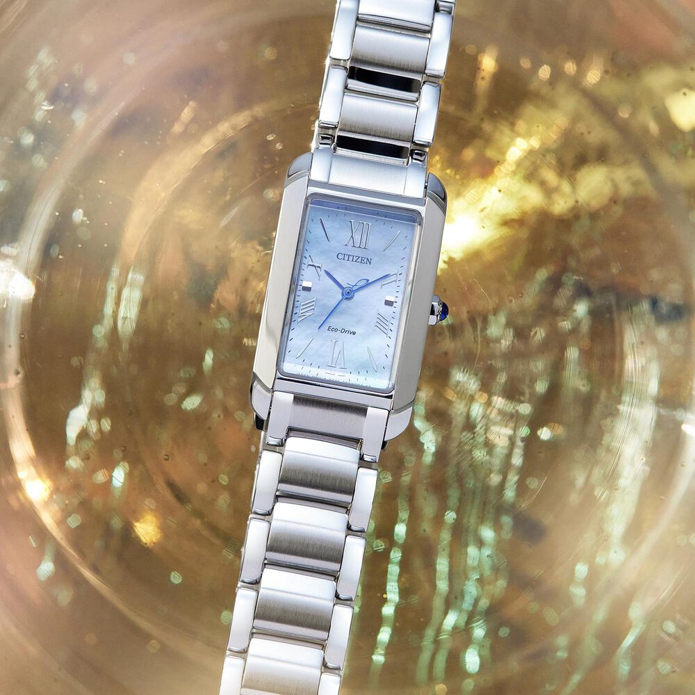 Citizen Eco-Drive L Bianca 32x19mm Mother of Pearl Dial Steel Bracelet Watch image number 3