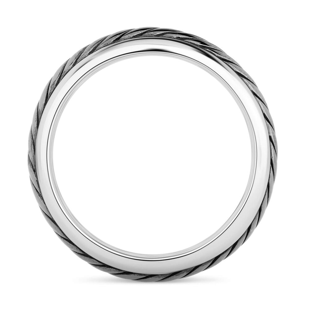 Gents Sterling Silver Oxidised Twist Band