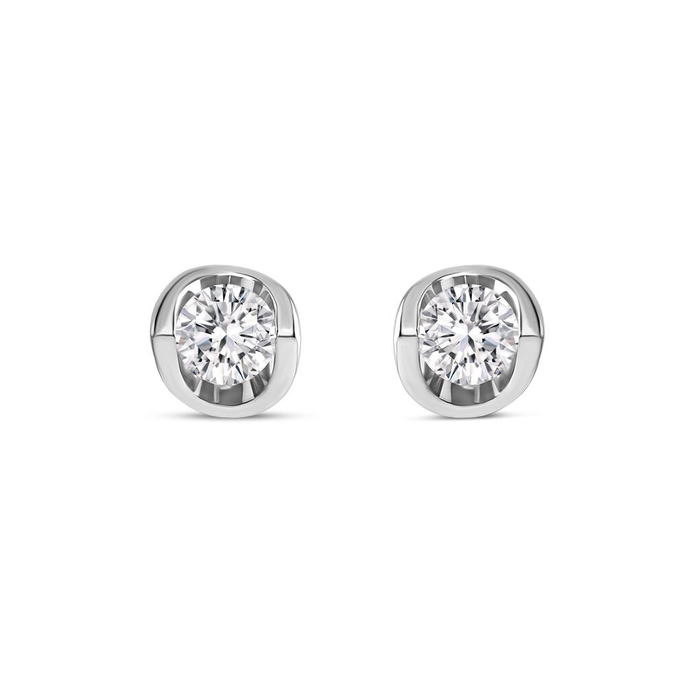 9ct White Gold 0.40ct Diamond Mirror Setting Stud Earrings image number 0