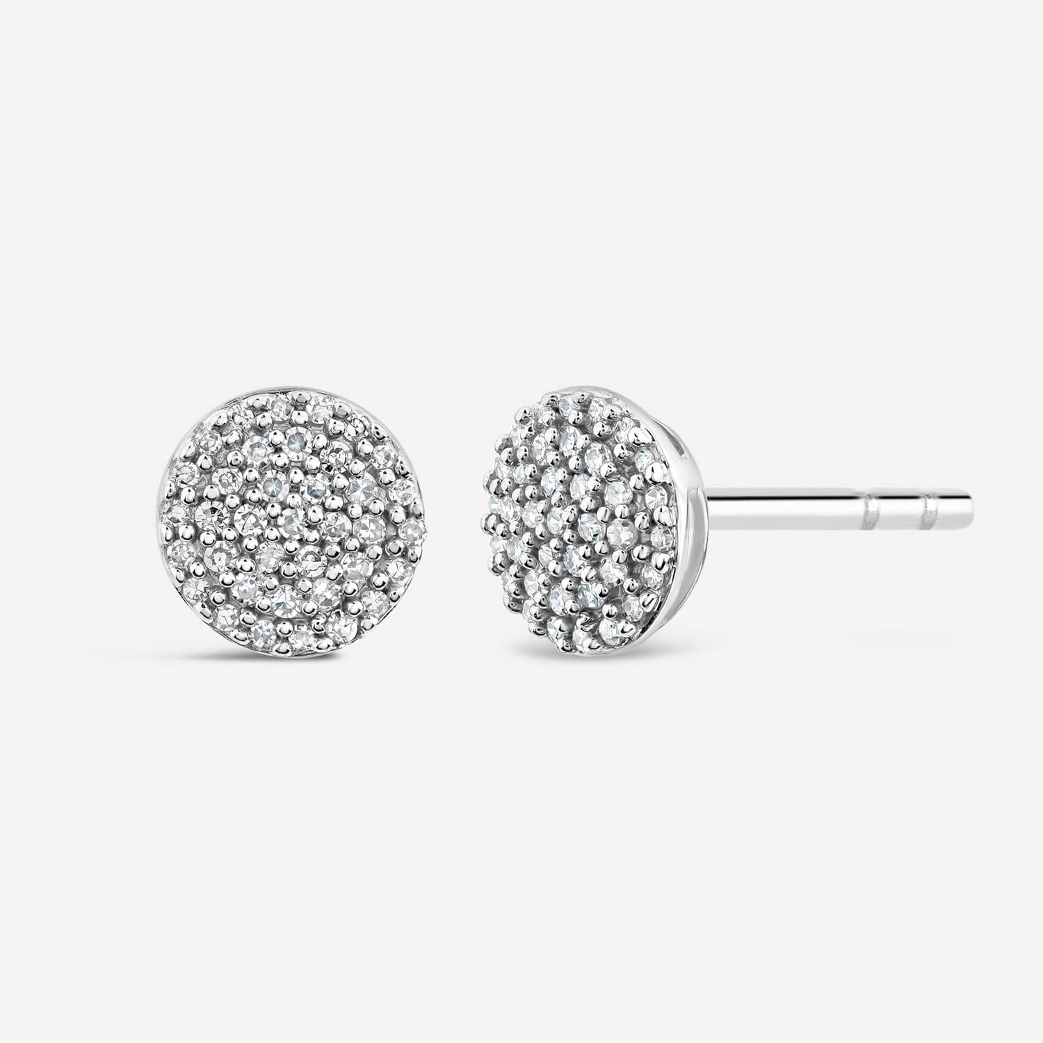 9ct White Gold Pave Diamond Round Stud Earrings