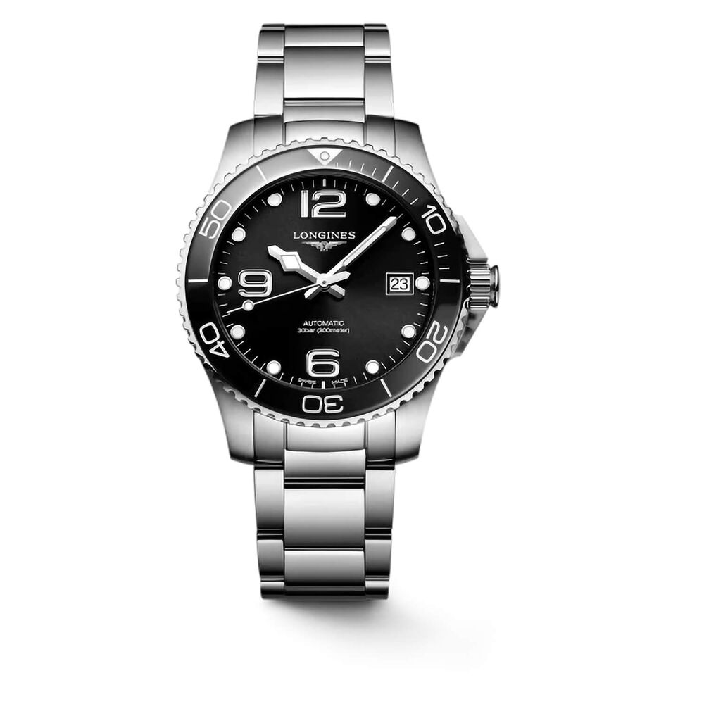 Longines HydroConquest 39mm Automatic Black Dial Black Bezel Steel Case Bracelet Watch image number 0