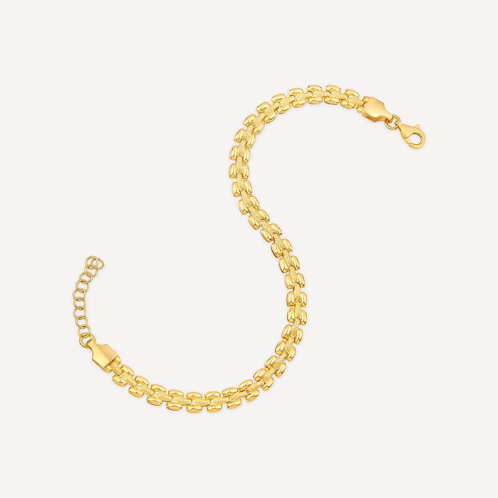 Yellow Gold Plated Sterling Silver Brick Link Bracelet