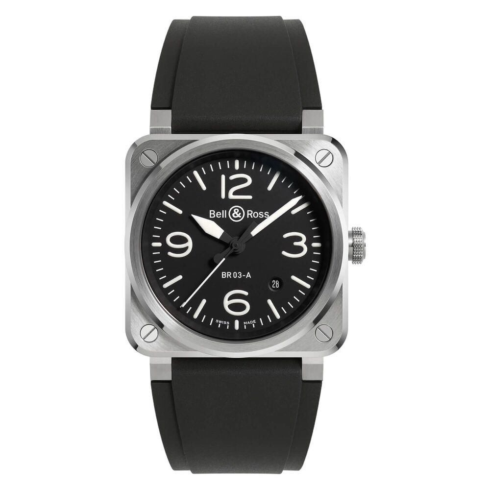 Bell & Ross BR 03 Automatic 41mm Black Steel Rubber Strap Watch image number 0