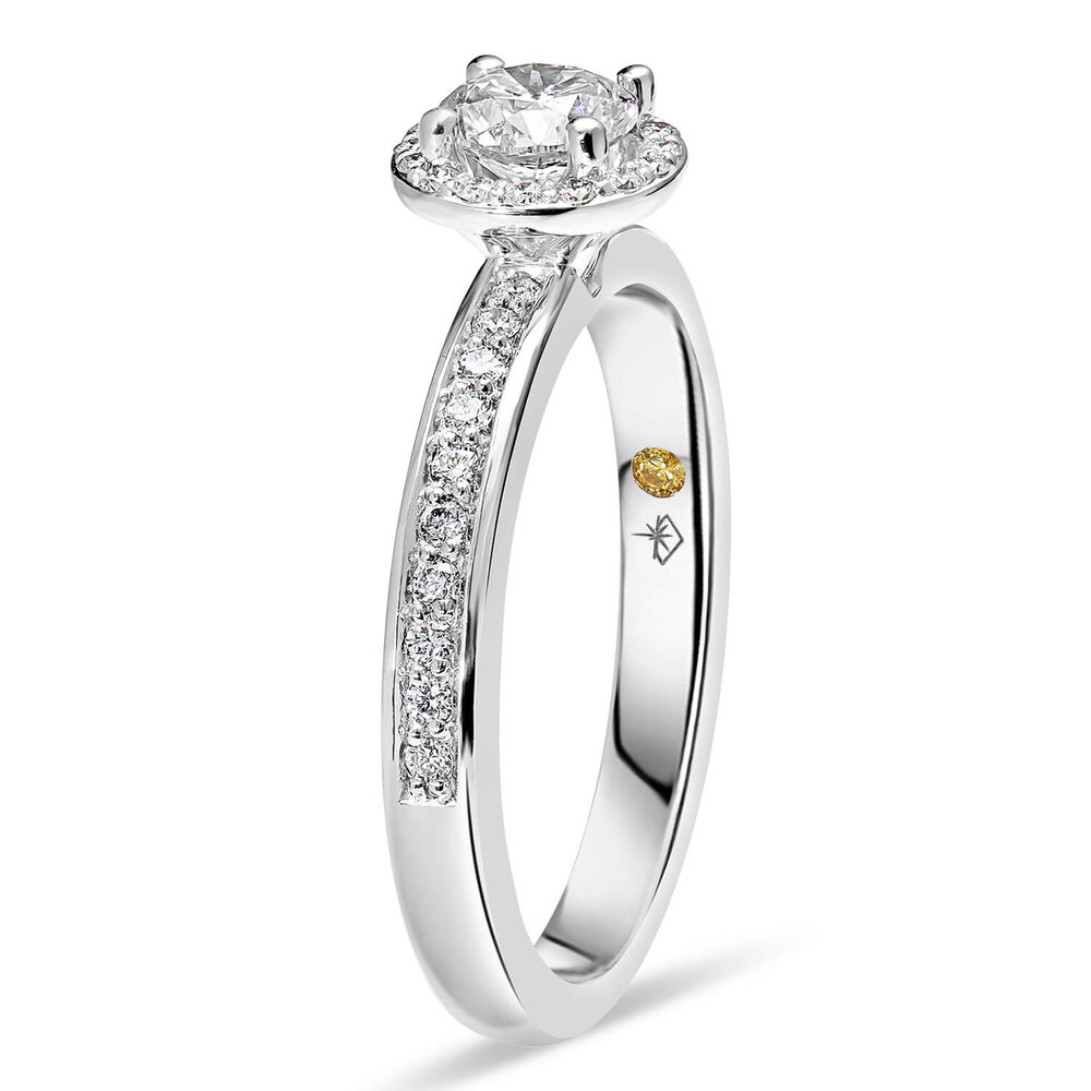 Northern Star 18ct White Gold 0.75ct Diamond Round Halo & Shoulders Ring image number 3