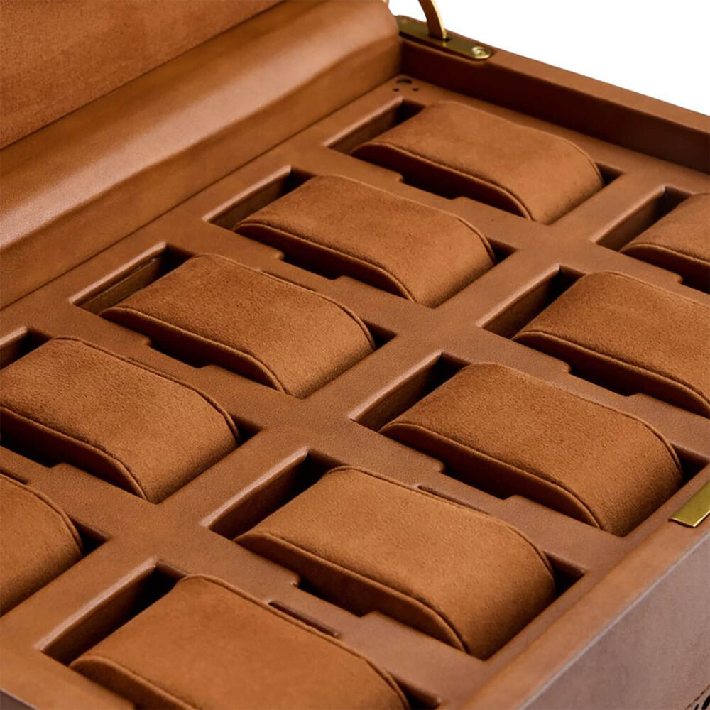 WOLF Brogue 10 Pc Burnished Brown Watch Box