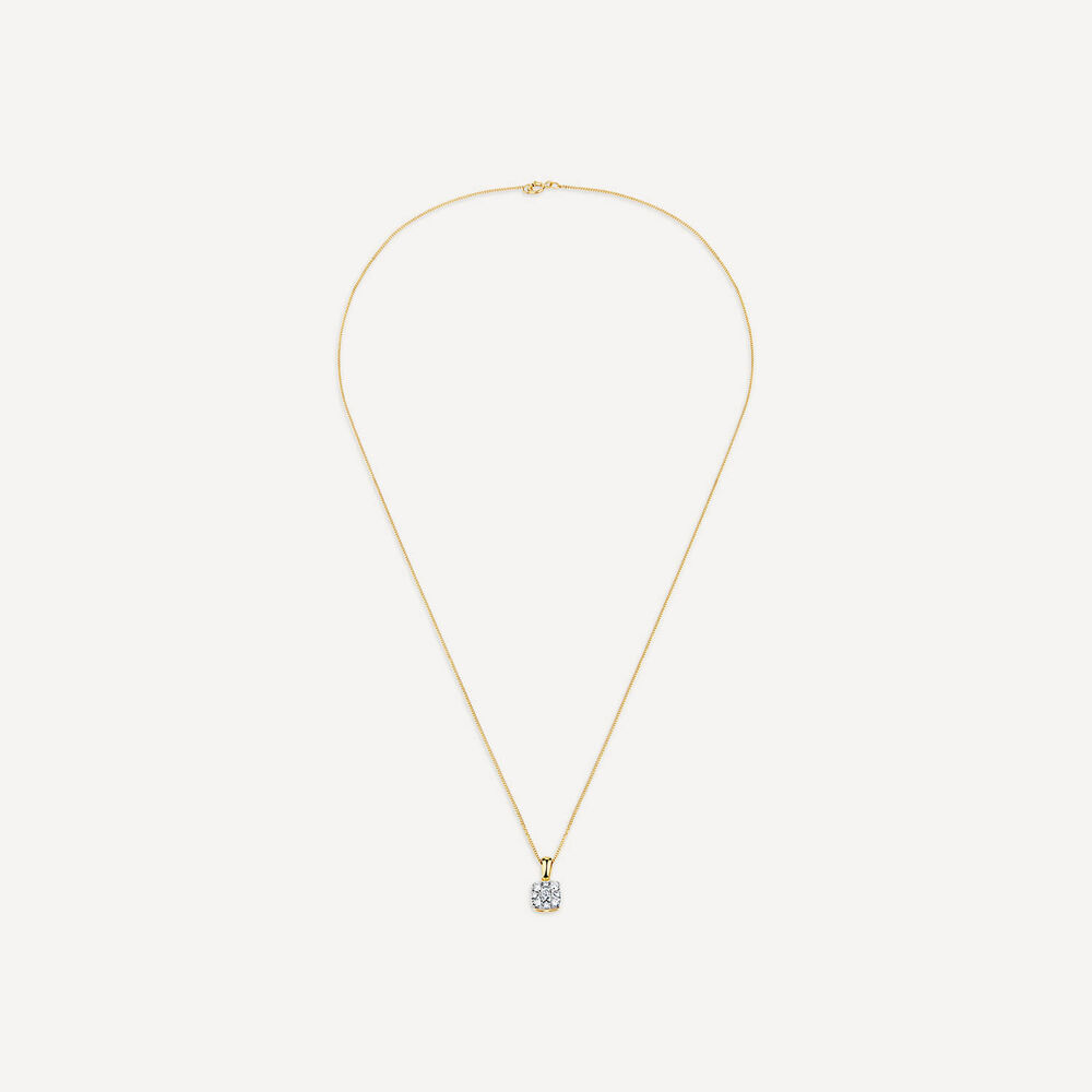 9ct Yellow Gold Square 0.25ct Diamond Cluster Pendant image number 2
