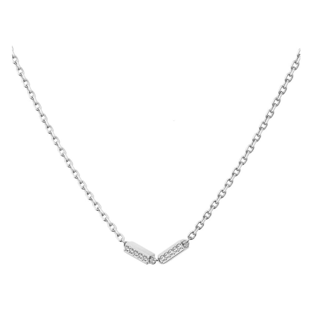 Ladies BOSS Laria Stainless Steel Logo & Crystal Necklace image number 0