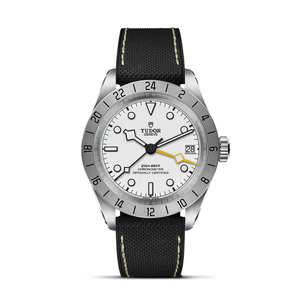 TUDOR Black Bay Pro 39mm Opaline Dial Black Hybrid Rubber & Leather Strap Watch