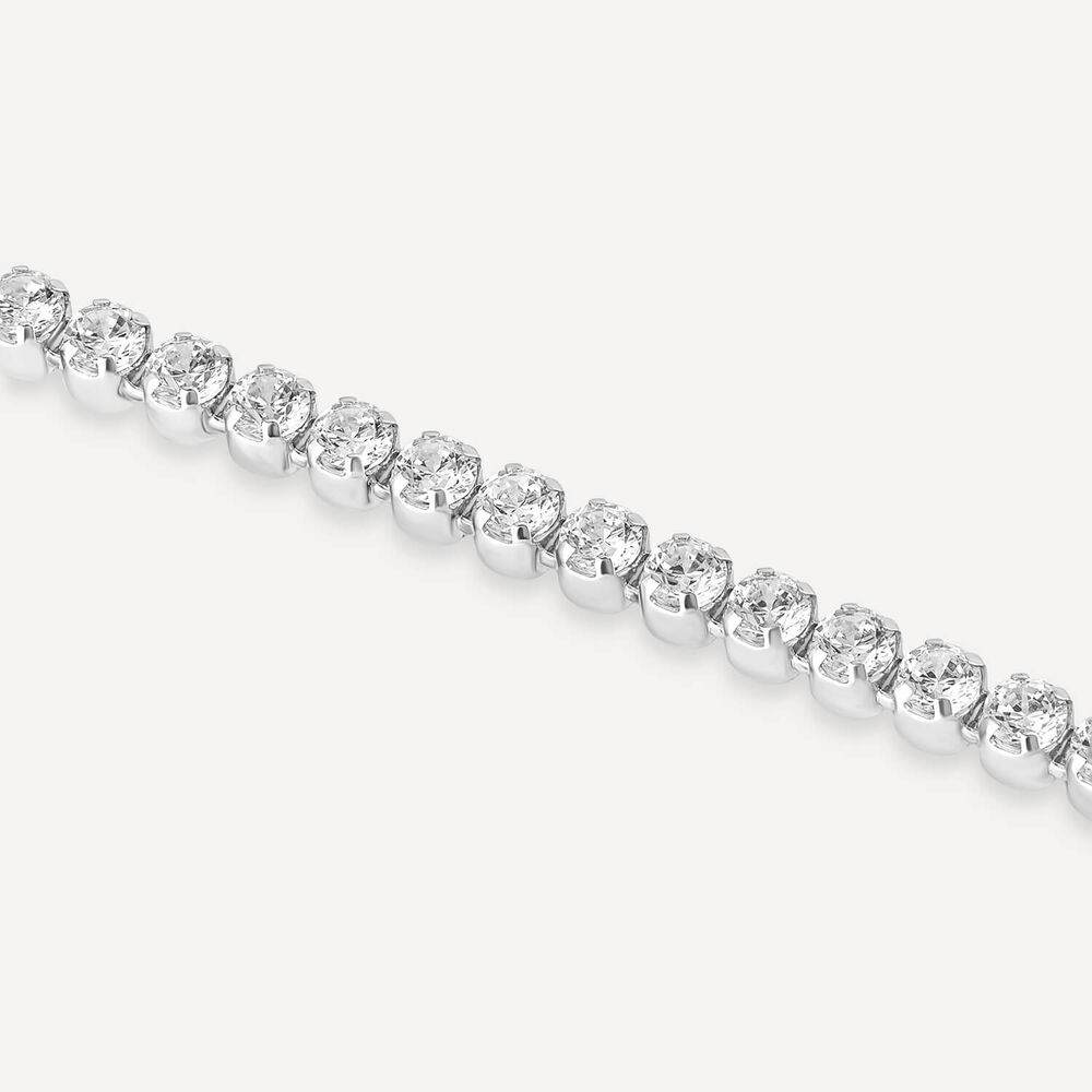 Silver Cubic Zirconia Claw Set Tennis Bracelet image number 2